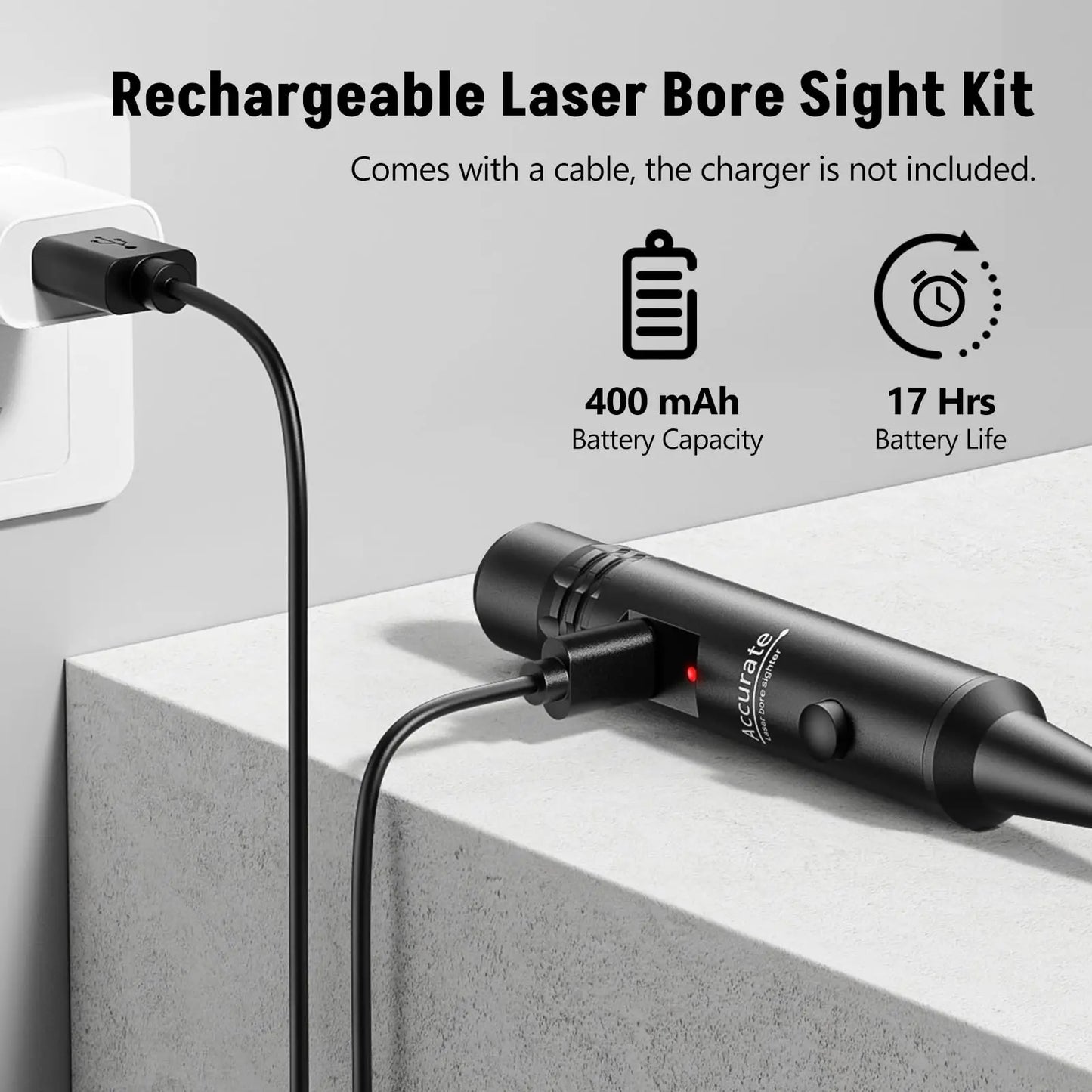 Professional Green Laser Bore Sight with 32 Adapters Fit 0.17 to 12GA Cal Multiple Caliber Bore Sight Kit for All Gun Rechargeab