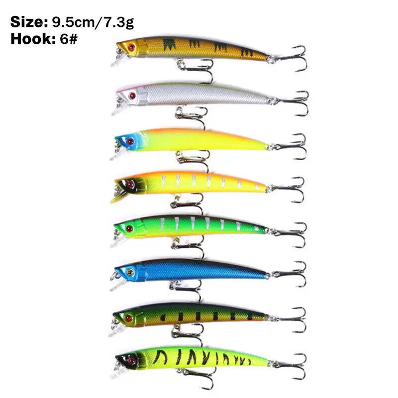 43PCS Lot Mixed Minnow Fishing Lures Hard Bait Crankbaits Bass Hooks Tackle