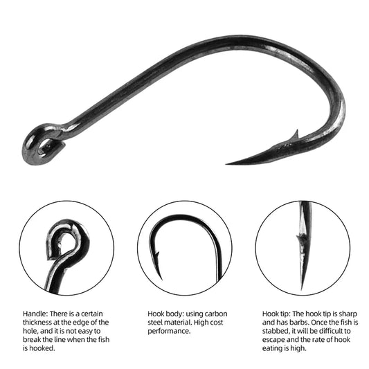 100-500PCS Fishing Hooks Set High Carbon Steel Sharp Durable Barbed Fishhook Rock Fishing Equipment Gear Tackle Accessories