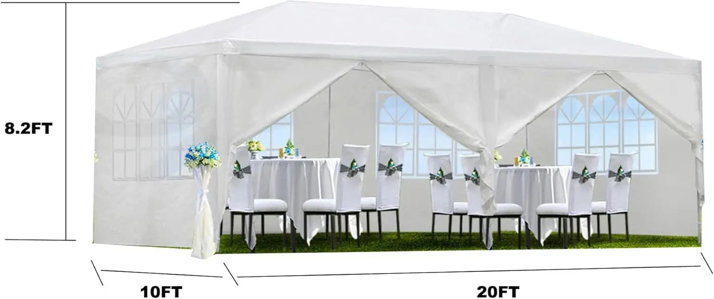 10X20FT Outdoor Canopy Waterproof Tent With 6 Removable Sidewalls & Windows For Wedding Garden Camping