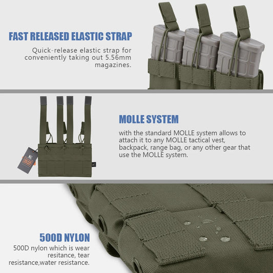 KRYDEX Tactical Magazine Pouch Single/Double/Triple Open-Top MOLLE Strap Holder Mag Pouch for 5.56mm M4 M16 Hunting Accessories
