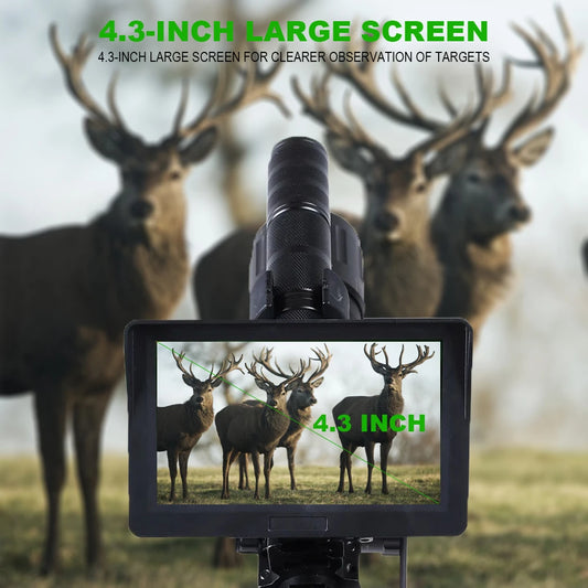 IR Optics Sight Scope Night Vision Goggles,4.3 inch Display 850nm Infrared Hunting Riflescopes Gear, Digital Video/Photo Camera