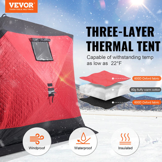 SucceBuy Portable Ice Shelter Insulated Pop-Up Ice Fishing Tent Thermal Ice Shanty for Winter Fishing Ice Cube with Carrying Bag