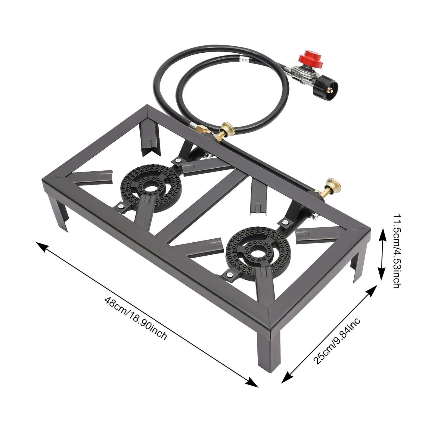 8000W Dual Burner Cast Iron Gas Camping Stove Portable for Outdoor Camping Picnic Hiking BBQ