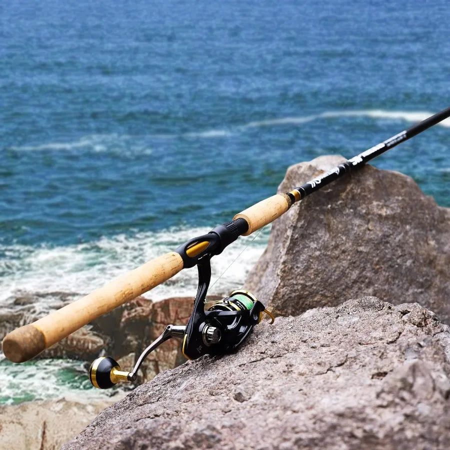7' 2Piece Spinning Fishing Rod and Reel Combo with 4000 Size Reel Adjustable Handle Position for Right or Left Hand Use Ideal f