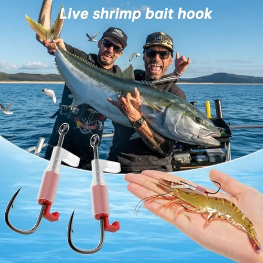 10 Pcs Luminous Live Shrimp Hooks with Night Light High Carbon Steel Barbed Saltwater Corrosion-Resistant for Freshwater Saltwa