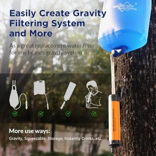 Squeezable Water Filtration System, Survival Water Purifier Kit, Portable Backpacking Gear Including Water Filter Straw and 23oz Collapsible Bottle for Hiking Camping Travel(5+4)