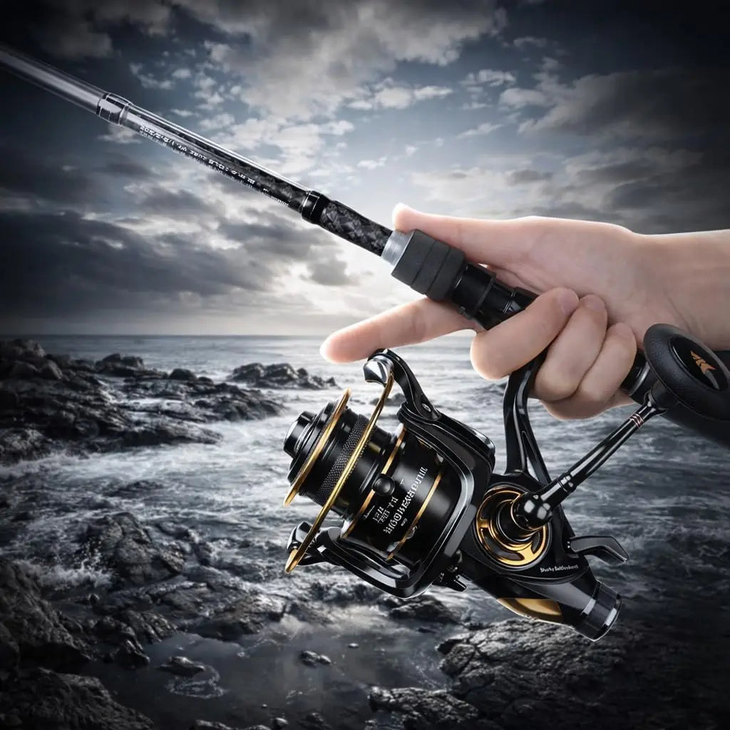 This Is a High-Efficiency Spinning Fishing Reel Featuring a Sturdy Handle, a High Gear Ratio, And a Strong Braking System, Ideal for Both Freshwater And Saltwater Fishing, Offering Smooth And Powerful High-Speed Performance