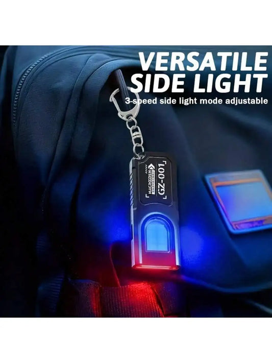 1 Portable USB Rechargeable Hands-Free Flashlight | Mini Keychain Light With Bottom Magnet, Pen Clip Design Headlamp, 5 Light Mo