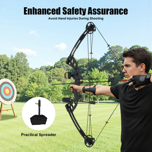 Compound Bow Arrow Set 30-55lb Adjustable Draw Length 24-29.5" for Adults Right Hand,3-Pin Sight Archery Hunting Bow w/12 Arrows