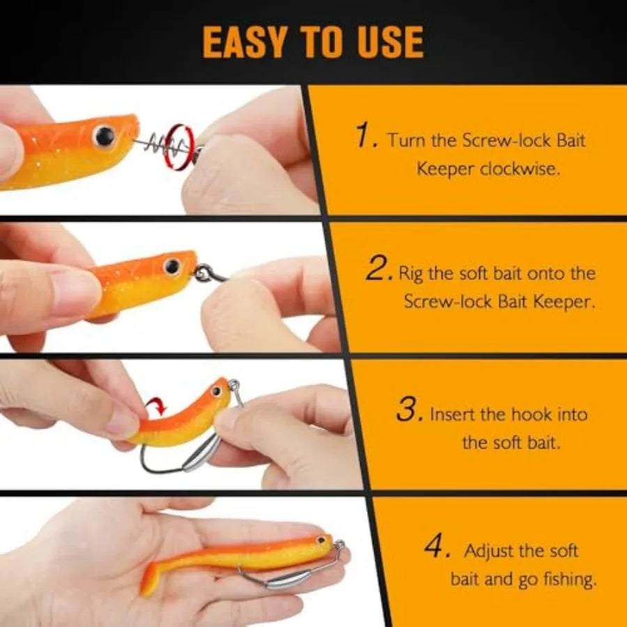 12PCS/44PCS Weighted Swimbait Hooks Weighted Fishing Hooks Saltwater Freshwater Worm Weedless Hooks for Bass Fishing 3/0 4/0 5/