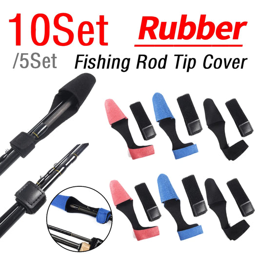 5/10Set 2Pcs/Set Fishing Rod Pole Protector Case Cover Sleeve Fishing Rod Fastener Belts Rubber FIsh Pole Fastening Belt Strap