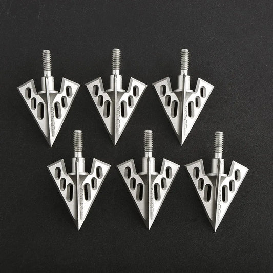 100Grain Hunting Broadhead Archery Blade Arrowheads Bow Shooting Aluminum Point Screw In Point Silver Aluminum alloy