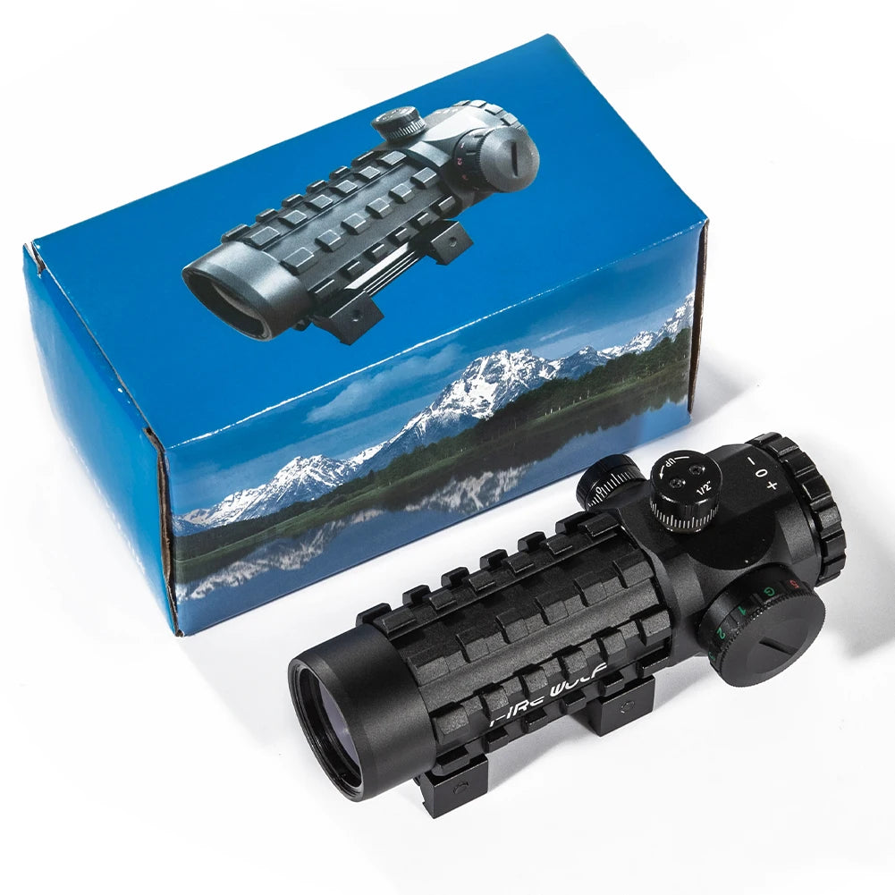 FIRE WOLF 3X28 Tactical Hunting Optical Rifle Scope Green Red Dot Cross Scope Universal 11/20mm Railway Rifle Holographic Scope
