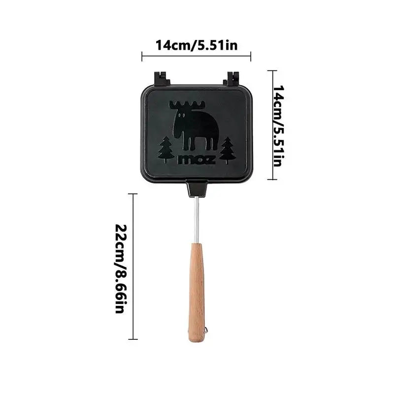 Grilled Cheese Maker Double Sided Detachable Portable Sandwich Cooker Camping Sandwich Maker Toaster With Wooden Handle outdoor