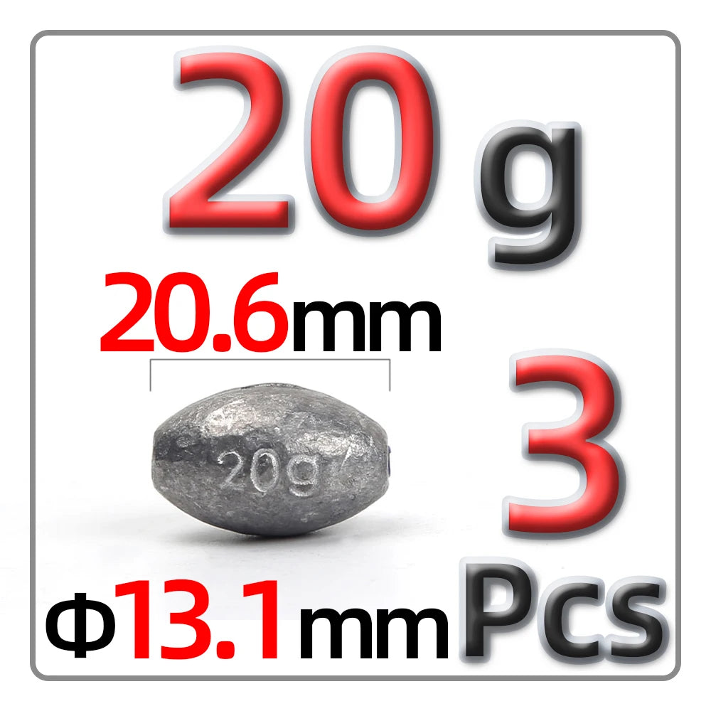 5g-60g Olive-Shaped Lead Pendant Fishing Lead Pendant Plastic Core Hollow Lead Pendant Fishing Accessories