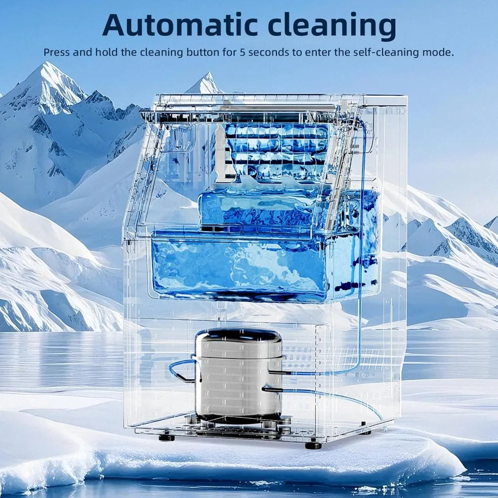 Commercial Ice Maker 80Lbs/24H Freestanding 24Lbs Storage Self-Cleaning LCD Stainless Steel for Home Bar Restaurant, Custom