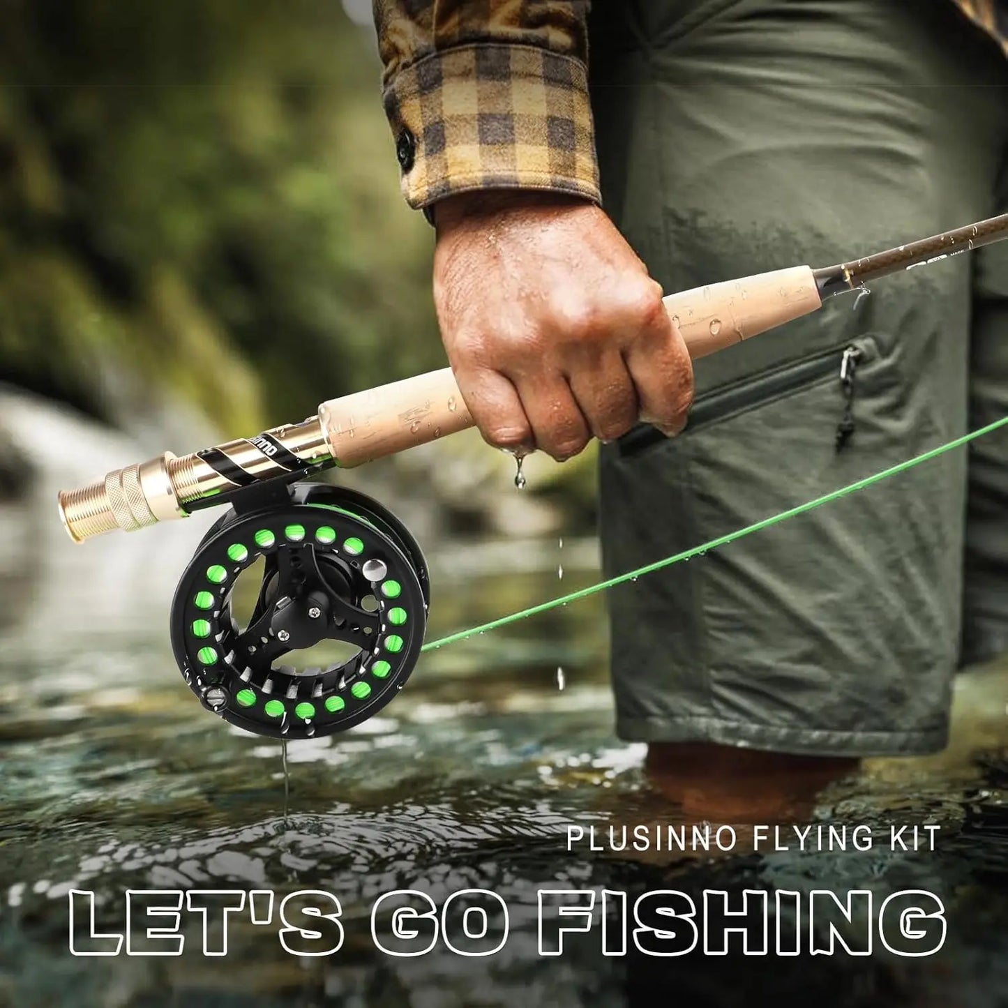 4-Piece Lightweight Graphite Fly Fishing Rod and Reel Combo with Complete Starter Kit and Carrier Bag