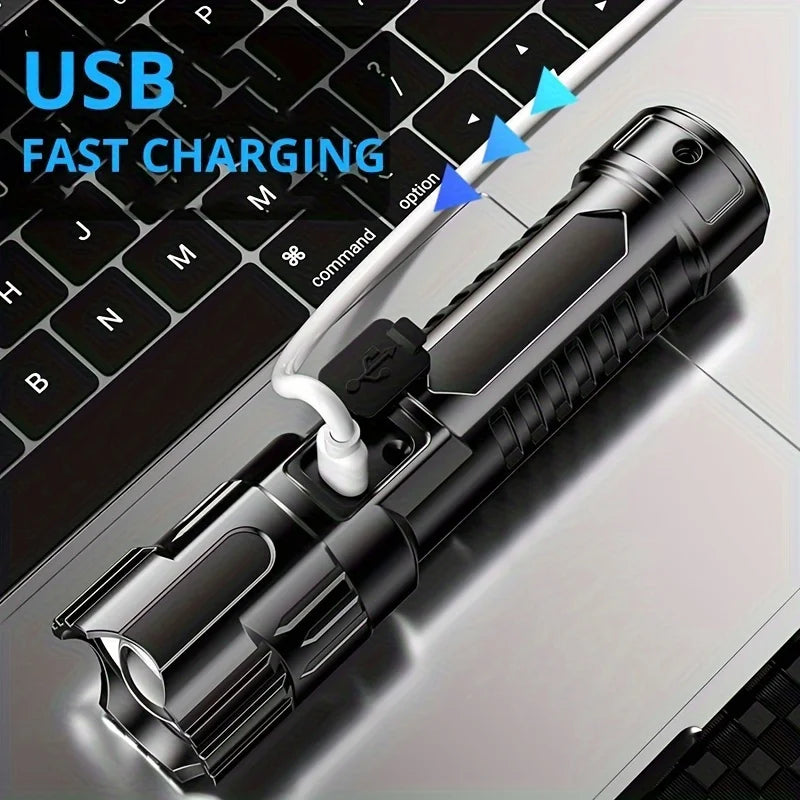 Super Bright XHP50 Powerful Led Flashlight Power Bank Torch Light USB Rechargeable Camping Tactical Flashlights with COB Lamp