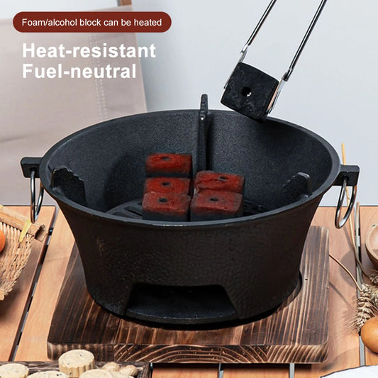 1pc Tabletop Bbq Pit Stainless Steel Barbecue Grill Round Cast Iron Charcoal Stove for Family Gathering Bbq Party
