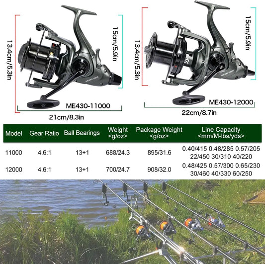 CNC Aluminum Saltwater Spinning Reels 10000 Series for Carp Fishing in Freshwater