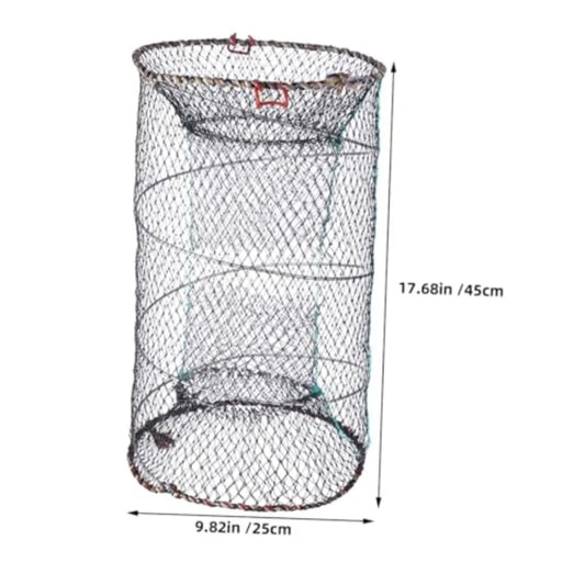 Collapsible Fishing Net 17.7X9.8 Inch Foldable Fish Basket with Bag for Minnows Crab Shrimp Crawfish Outdoor Catching Net in Bl