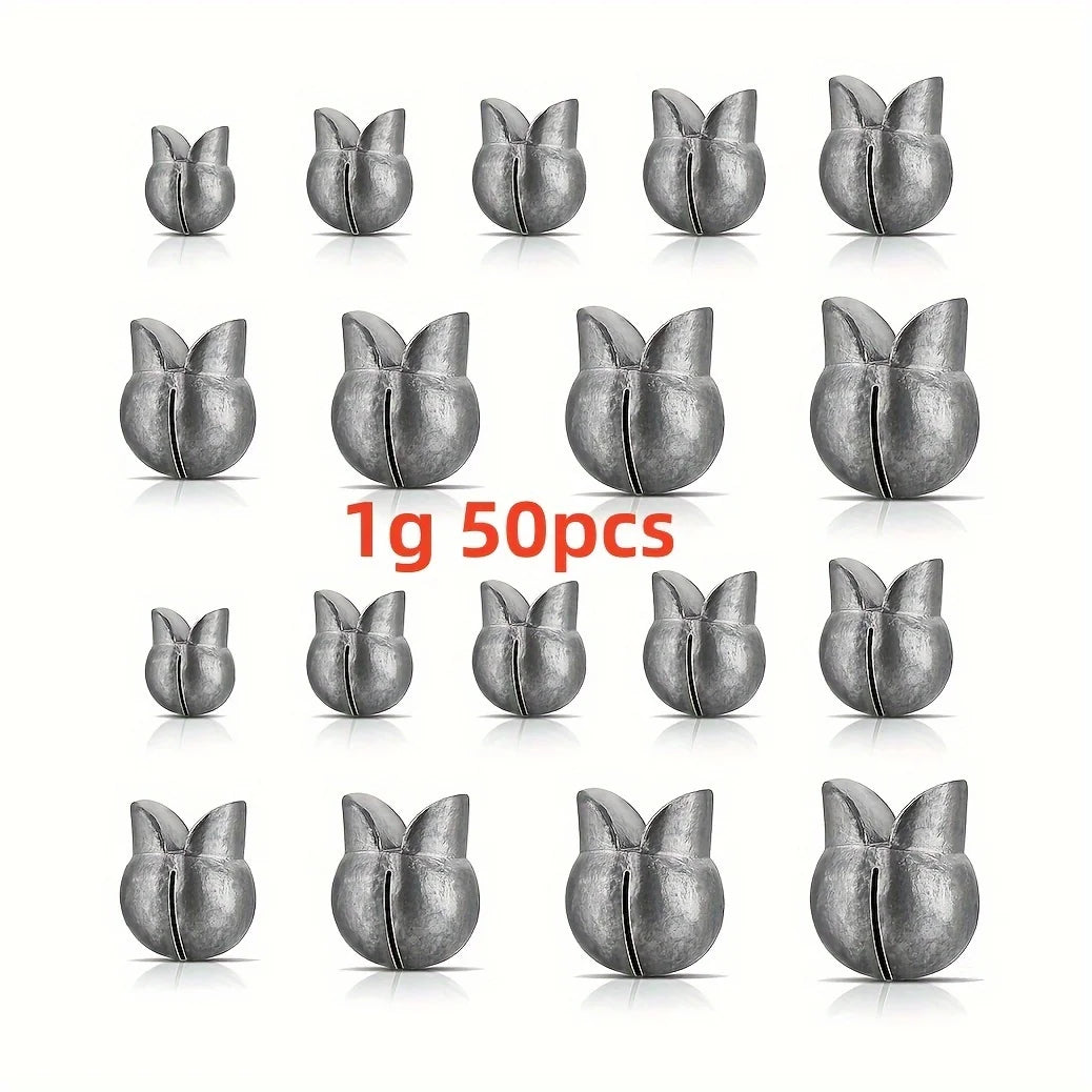 50pcs Removable Split Shot Sinker - Clip On Weights for Easy Fishing - Outdoor Accessories- Available In 5 Sizes