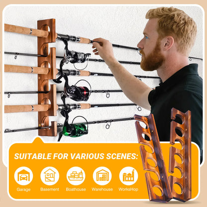 12 Rods Fishing Pole Rod Racks Wall Or Ceiling Mounted Fishing Pole Rod Holders For Garage Storage Organizer Fishing Gear Equipm