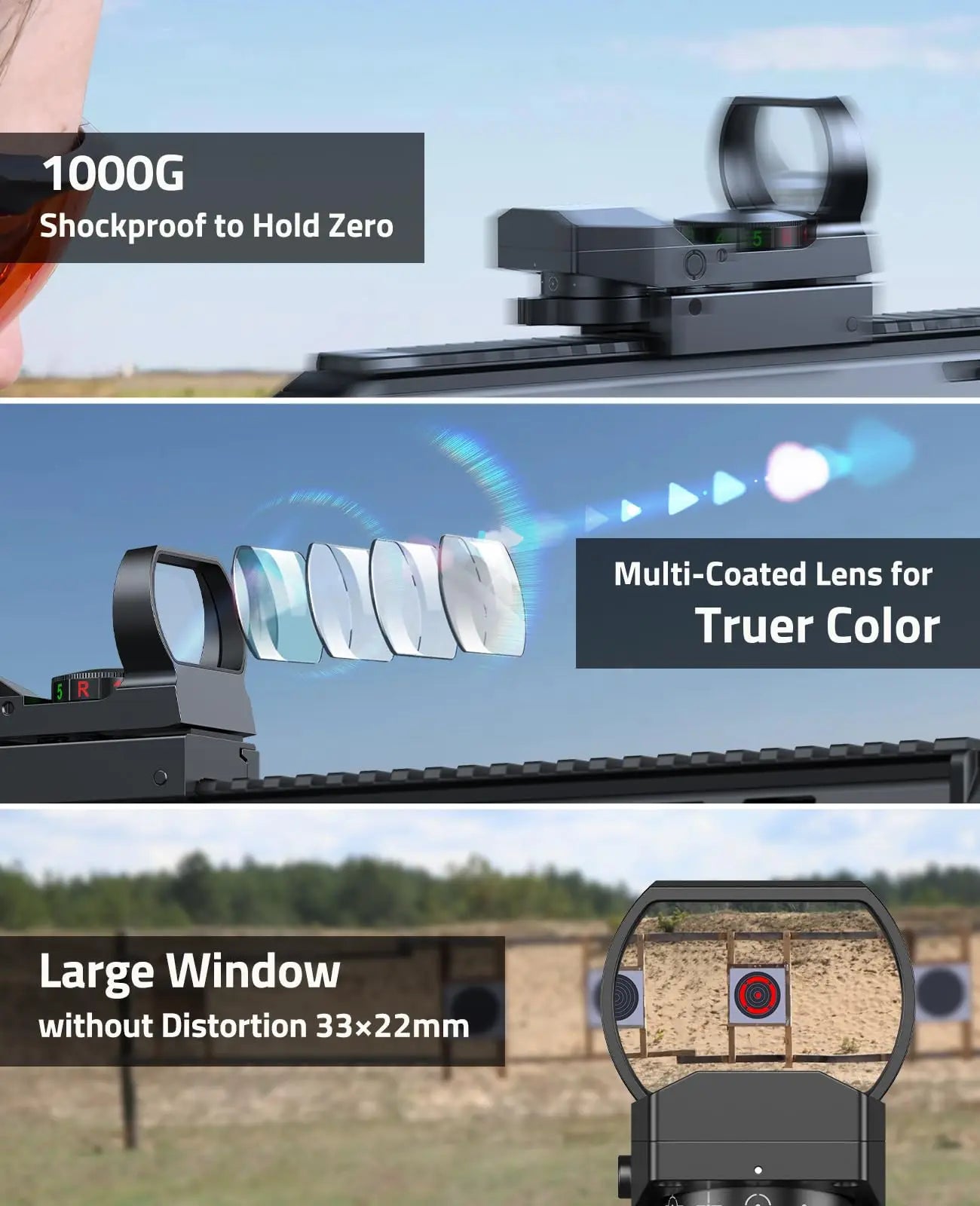 CVLIFE 1X22X33 Red Green Dot Gun Sight Scope Reflex Sight with 20mm Rail