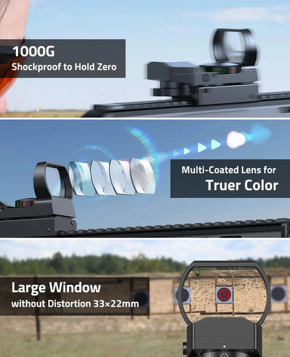 CVLIFE 1X22X33 Red Green Dot Gun Sight Scope Reflex Sight with 20mm Rail
