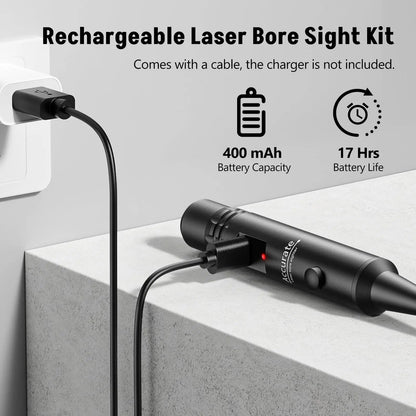 Professional Green Laser Bore Sight with 32 Adapters Fit 0.17 to 12GA Cal Multiple Caliber Bore Sight Kit for All Gun Rechargeab
