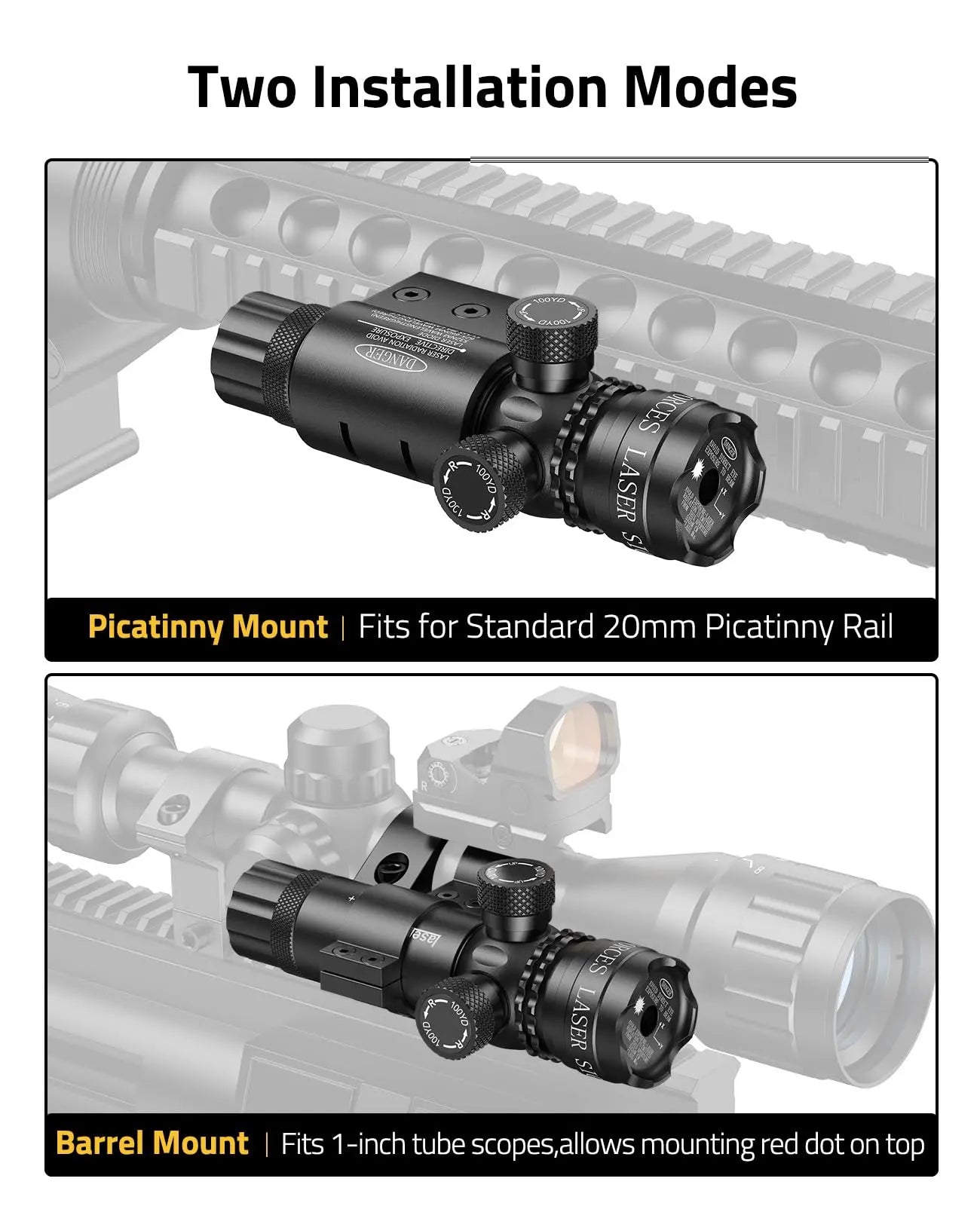 CVLIFE Laser Sight for Rifle with Picatinny/M-lok Rail Mount, Green Laser for Guns, Low-Profile Laser Sight with Pressure Switch