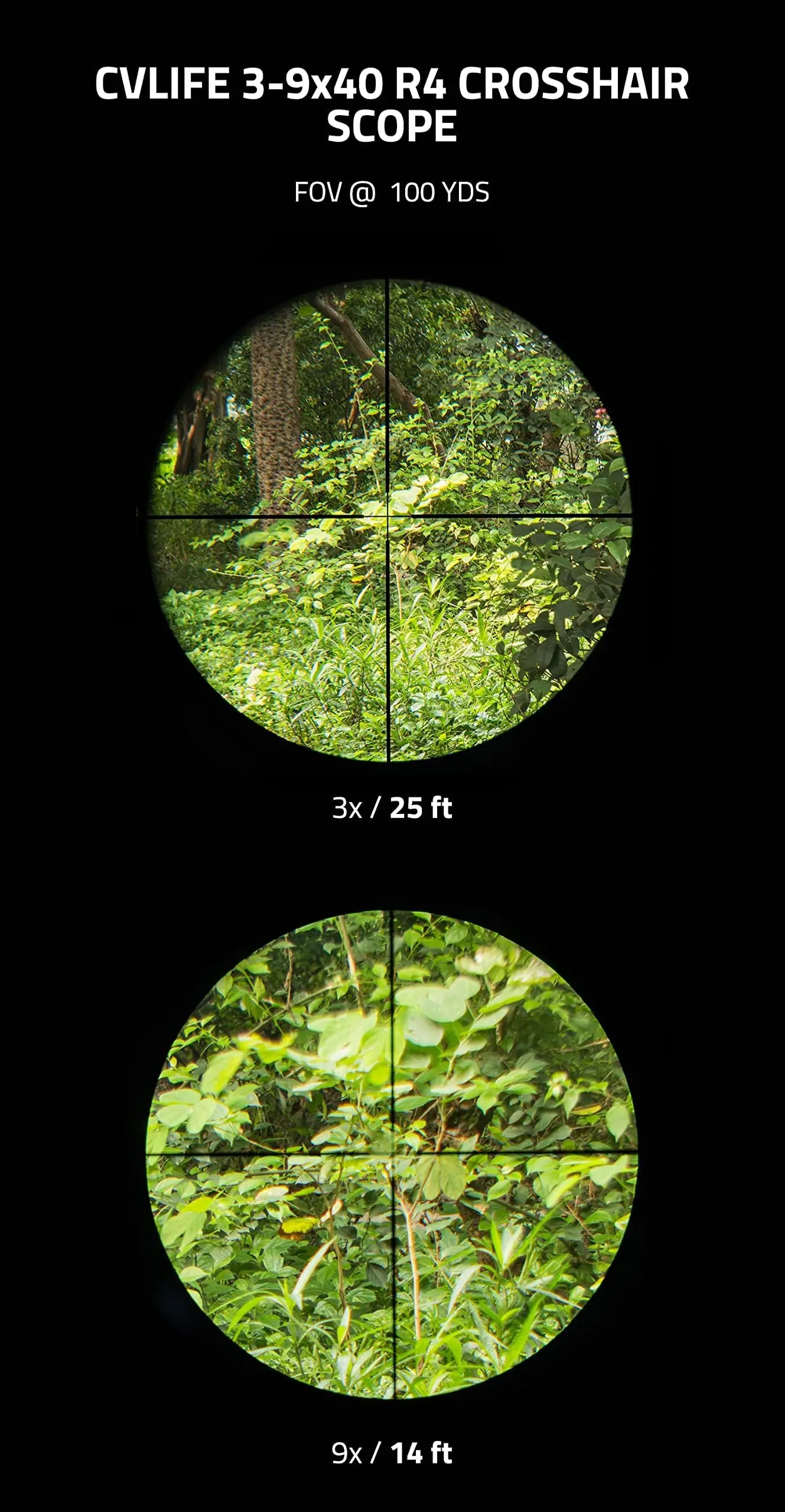 CVLIFE 3-9x40 Optics R4 Reticle Crosshair Scope with Scope Mounts
