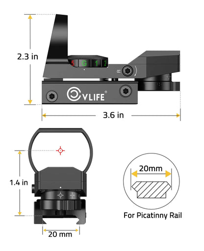 CVLIFE 1X22X33 Red Green Dot Gun Sight Scope Reflex Sight with 20mm Rail