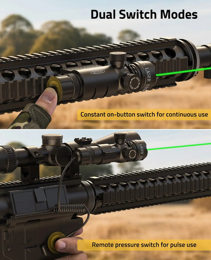 CVLIFE Laser Sight for Rifle with Picatinny/M-lok Rail Mount, Green Laser for Guns, Low-Profile Laser Sight with Pressure Switch