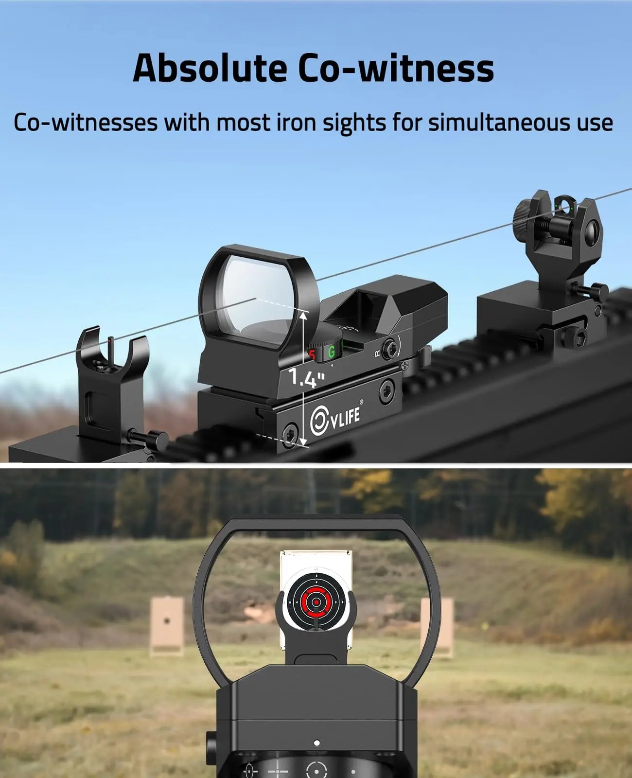 CVLIFE 1X22X33 Red Green Dot Gun Sight Scope Reflex Sight with 20mm Rail