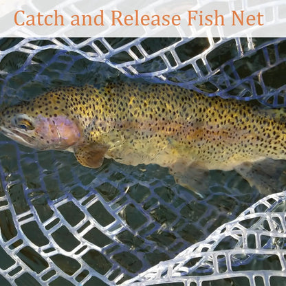 Fishing Net for Trout, Fly Fishing Net with Soft Rubber Mesh, Wooden Handle Fishing Net for Freshwater & Saltwater Fishing, Catch and Release, Gift for Anglers & Fly Fishing Enthusiasts