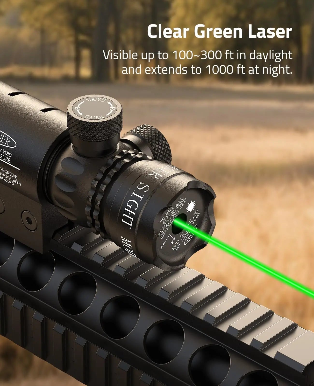 CVLIFE Laser Sight for Rifle with Picatinny/M-lok Rail Mount, Green Laser for Guns, Low-Profile Laser Sight with Pressure Switch