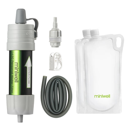 Miniwell Outdoor Gravity Water Filter System for Hiking, Camping, Survival and Travel