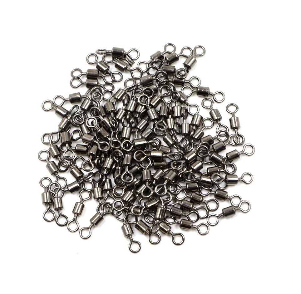 50pcs Bearing Swivel Fishing Connector Stainless Steel Carp Fishing Accessories Tackle Snap Fishhook Lure Solid Ring Swivel