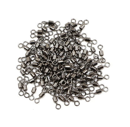 50pcs Bearing Swivel Fishing Connector Stainless Steel Carp Fishing Accessories Tackle Snap Fishhook Lure Solid Ring Swivel