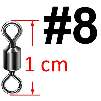 50pcs Bearing Swivel Fishing Connector Stainless Steel Carp Fishing Accessories Tackle Snap Fishhook Lure Solid Ring Swivel