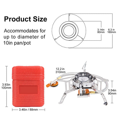 Widesea Camping Wind Proof Gas Burner Outdoor Strong Fire Stove Heater Tourism Equipment Supplies Tourist Kitchen Survival Trips