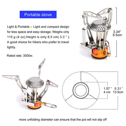 Widesea Camping Cookware Set Outdoor Tableware Equipment Supplies Burner Stove Folding Knife Fork Portable Pot Suit Tourism Cup