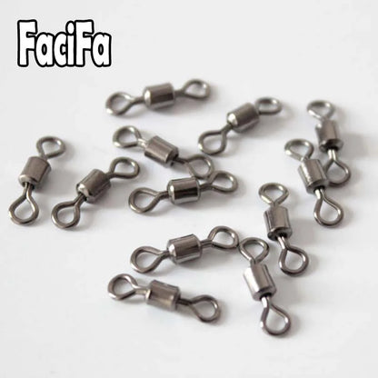 50pcs Bearing Swivel Fishing Connector Stainless Steel Carp Fishing Accessories Tackle Snap Fishhook Lure Solid Ring Swivel