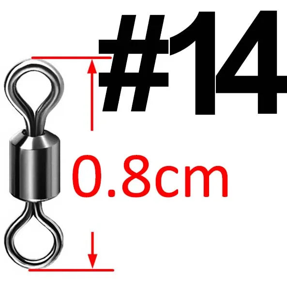 50pcs Bearing Swivel Fishing Connector Stainless Steel Carp Fishing Accessories Tackle Snap Fishhook Lure Solid Ring Swivel