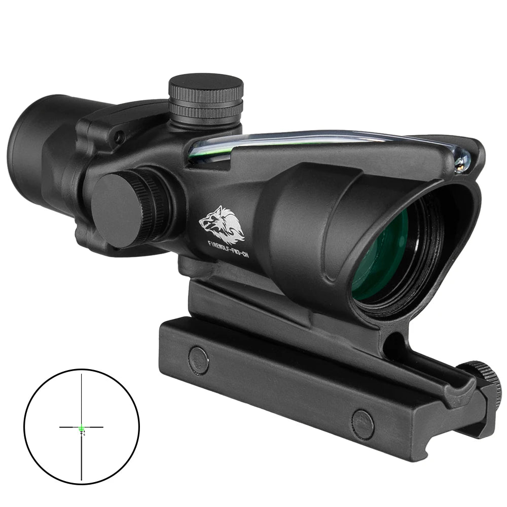 Fire Wolf 4X32 Hunting Riflescope Real Fiber Optics Grenn Red Dot Illuminated Etched Reticle Tactical Optical Sight