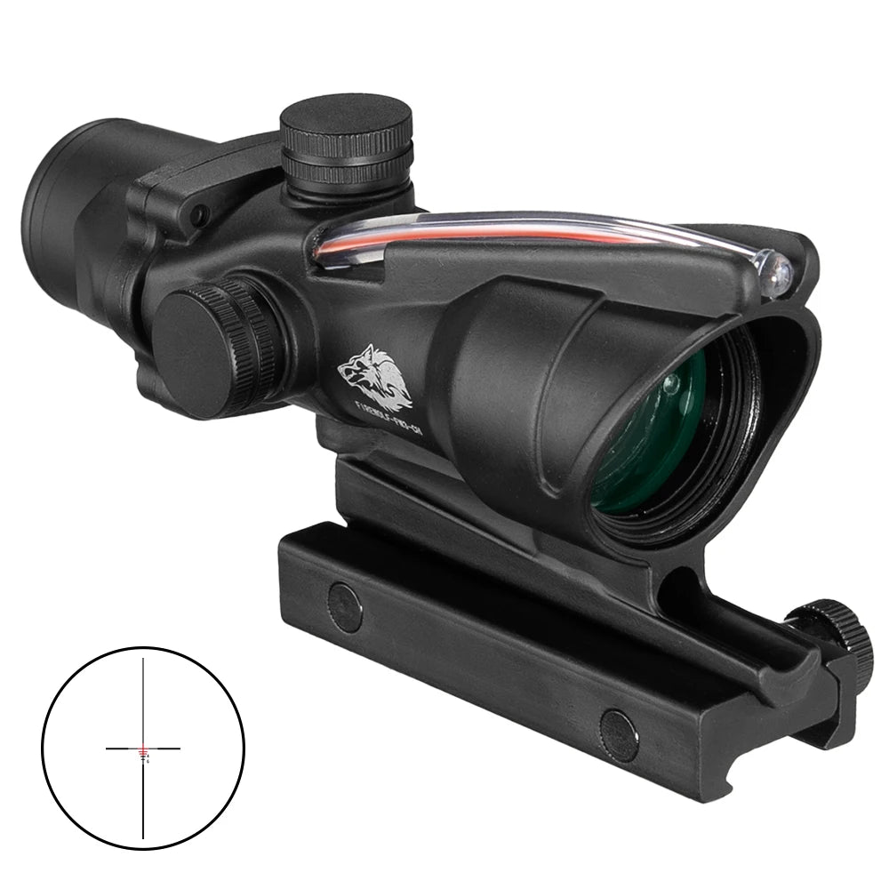 Fire Wolf 4X32 Hunting Riflescope Real Fiber Optics Grenn Red Dot Illuminated Etched Reticle Tactical Optical Sight