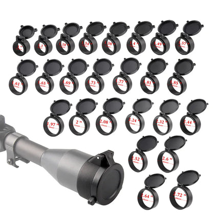 25-69mm Caliber Rifle Scope Lens Protection Cover Spring Quick Flip Up Dust-proof Caps for Tactical Hunt Optics Telescope Sight