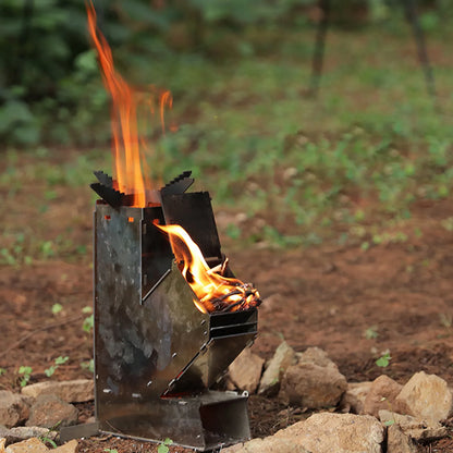 Outdoor Wood Stove Thick Stainless Steel Removable Portable Camping Stove Camping Hiking Fire Stove Camping Supplies